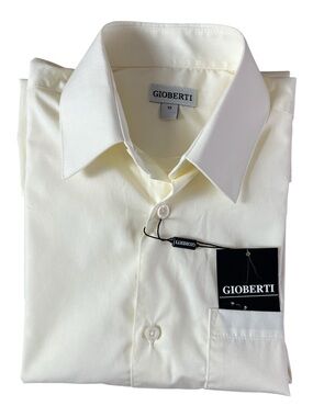 Gioberti NWT Boys Long Sleeve Dress Shirt Ivory Cream Size 12 Formal School